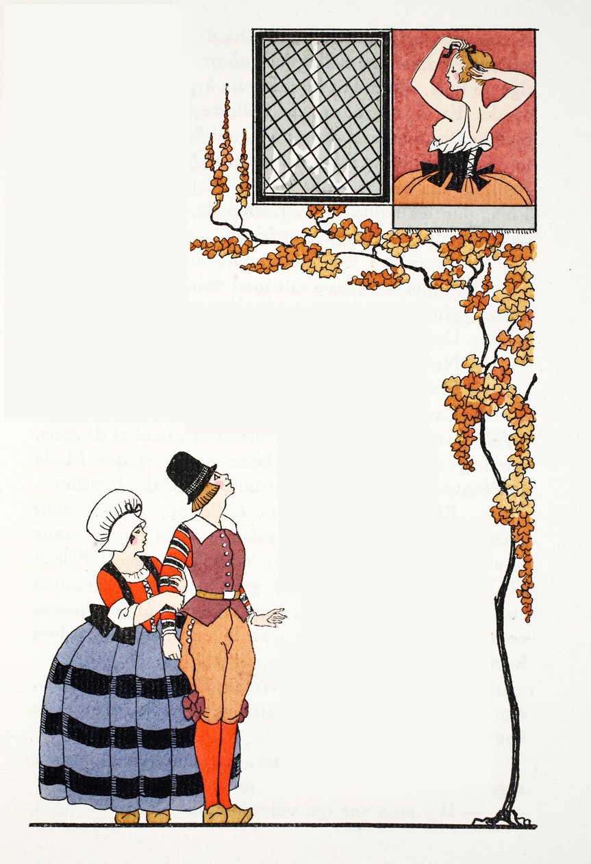 Obdiv z dálky (pochoir print) od Georges Barbier
