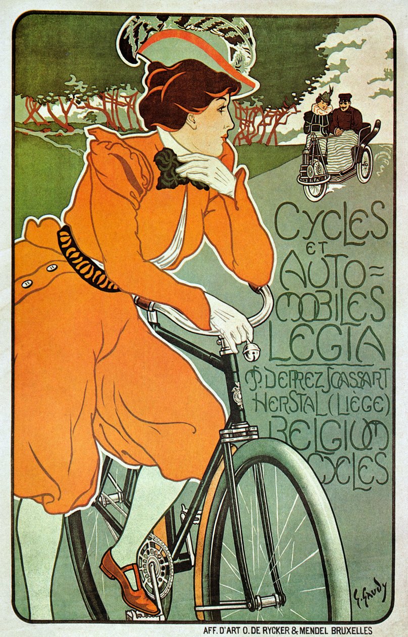 Plakátová reklama na jízdní kola Legia, Lutych, Belgie od Georges Gaudy