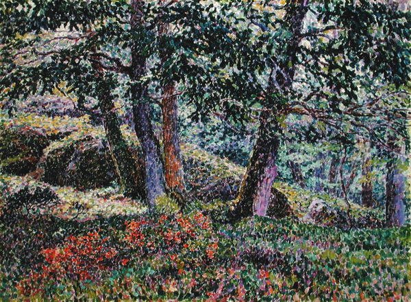 Duby a borůvkové keře od Georges Lacombe