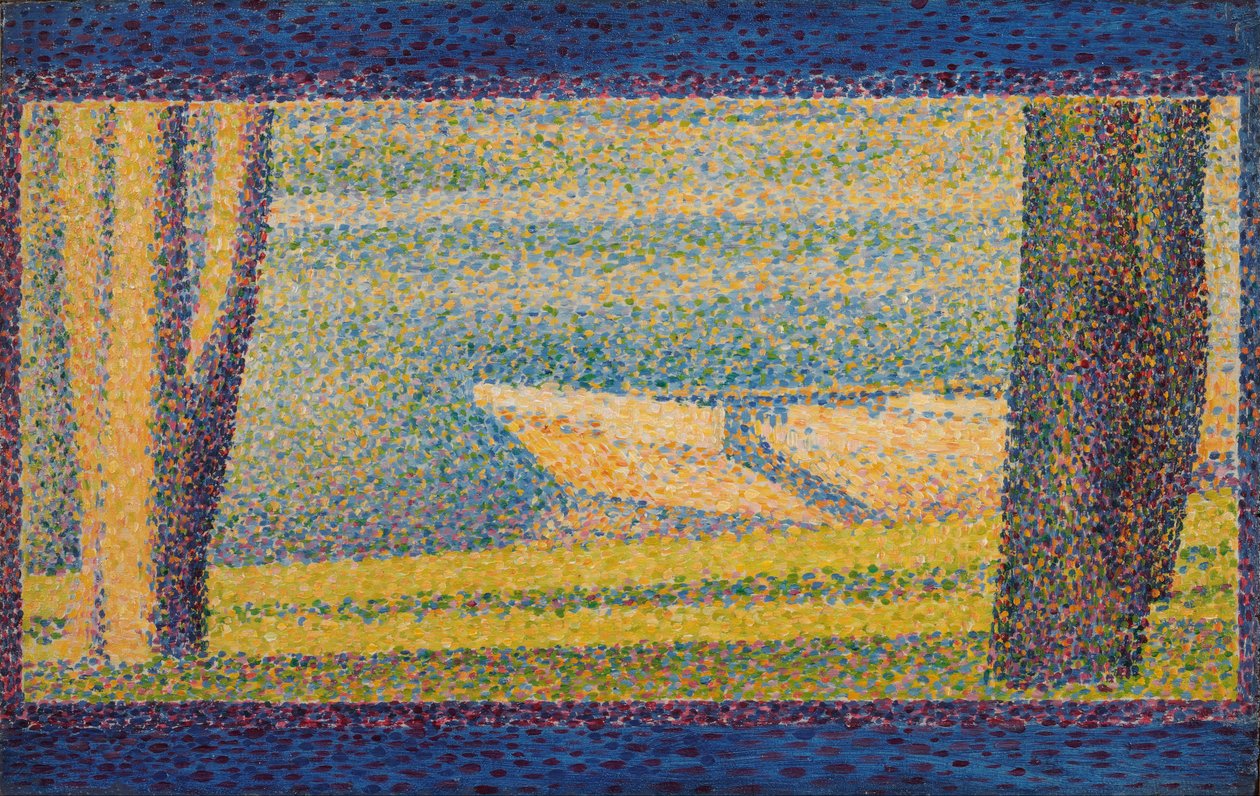 Zakotvené lodě a stromy od Georges Seurat