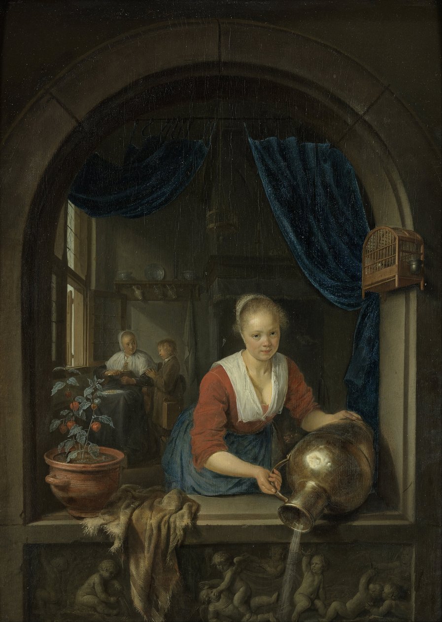 Služka u okna od Gerrit Dou