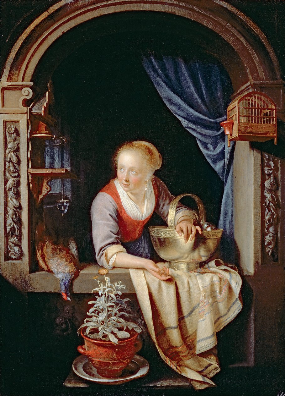 Žena u okna, 1663 od Gerrit Dou