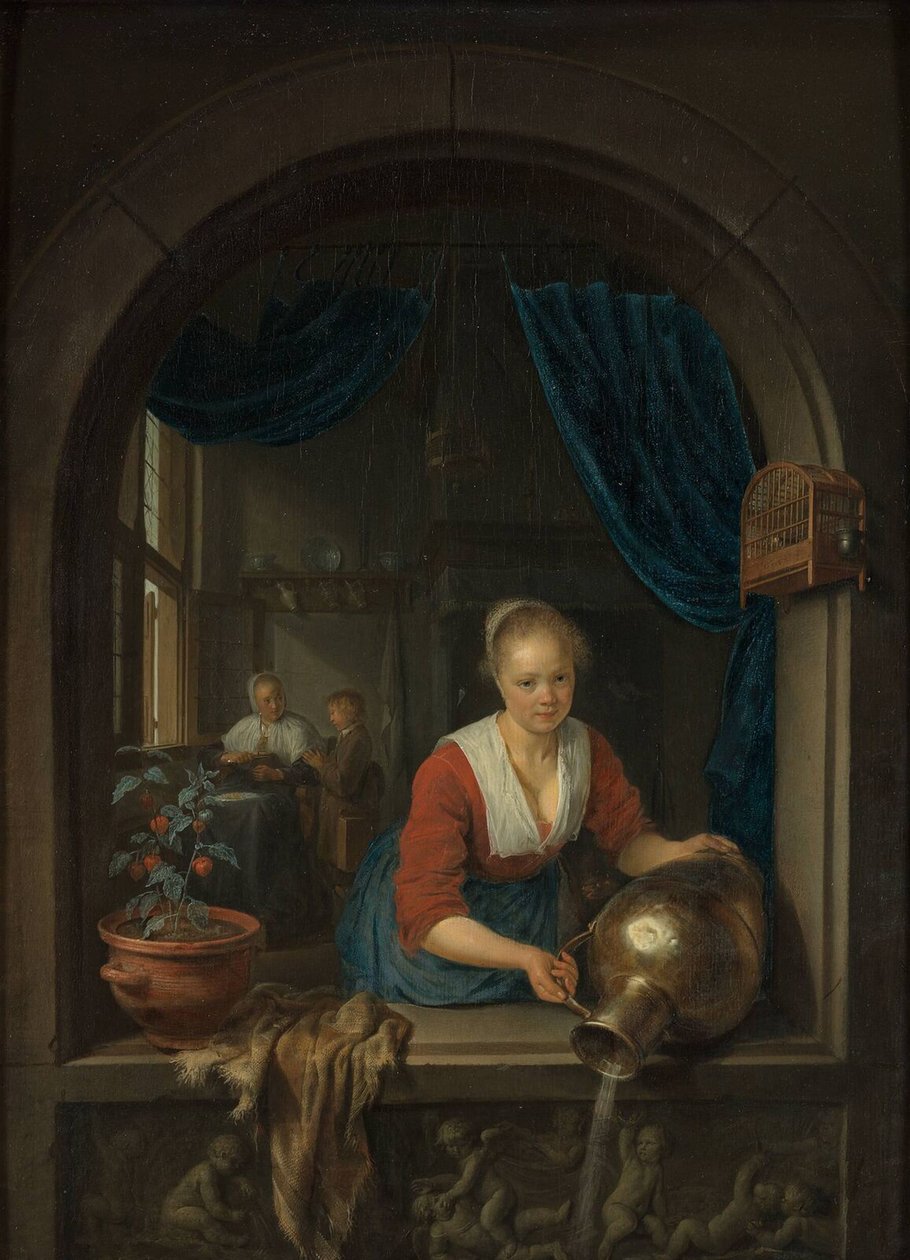 Pokojská u okna, c. 1660 od Gerrit Dou