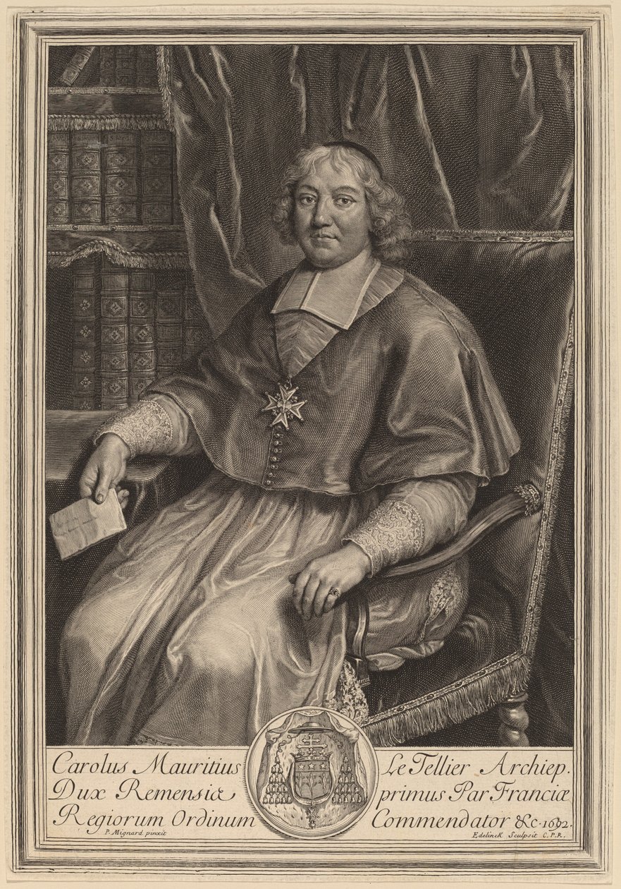 Charles Maurice Le Tellier od Gerard Edelinck after Pierre Mignard I