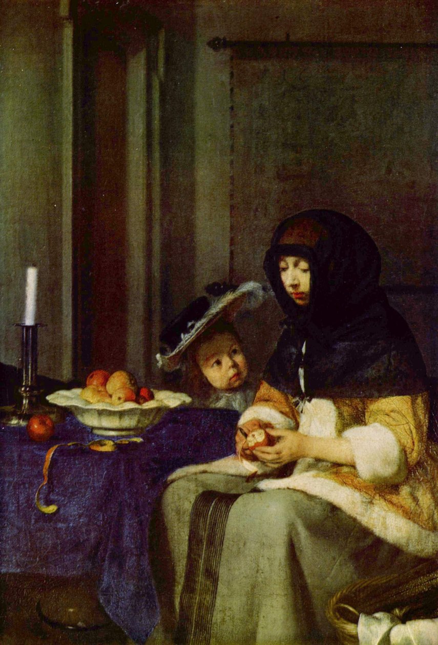 Německy: Apfelschälerin Loupač jablek od Gerard ter Borch