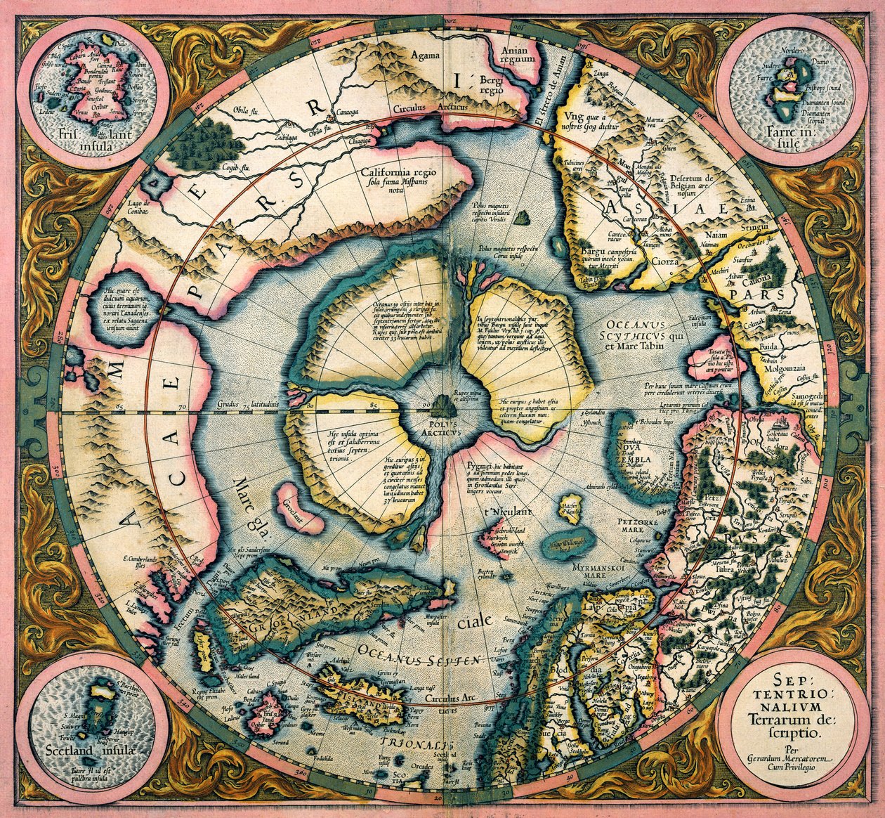 Mapa Arktidy, 1595 od Gerardus Mercator
