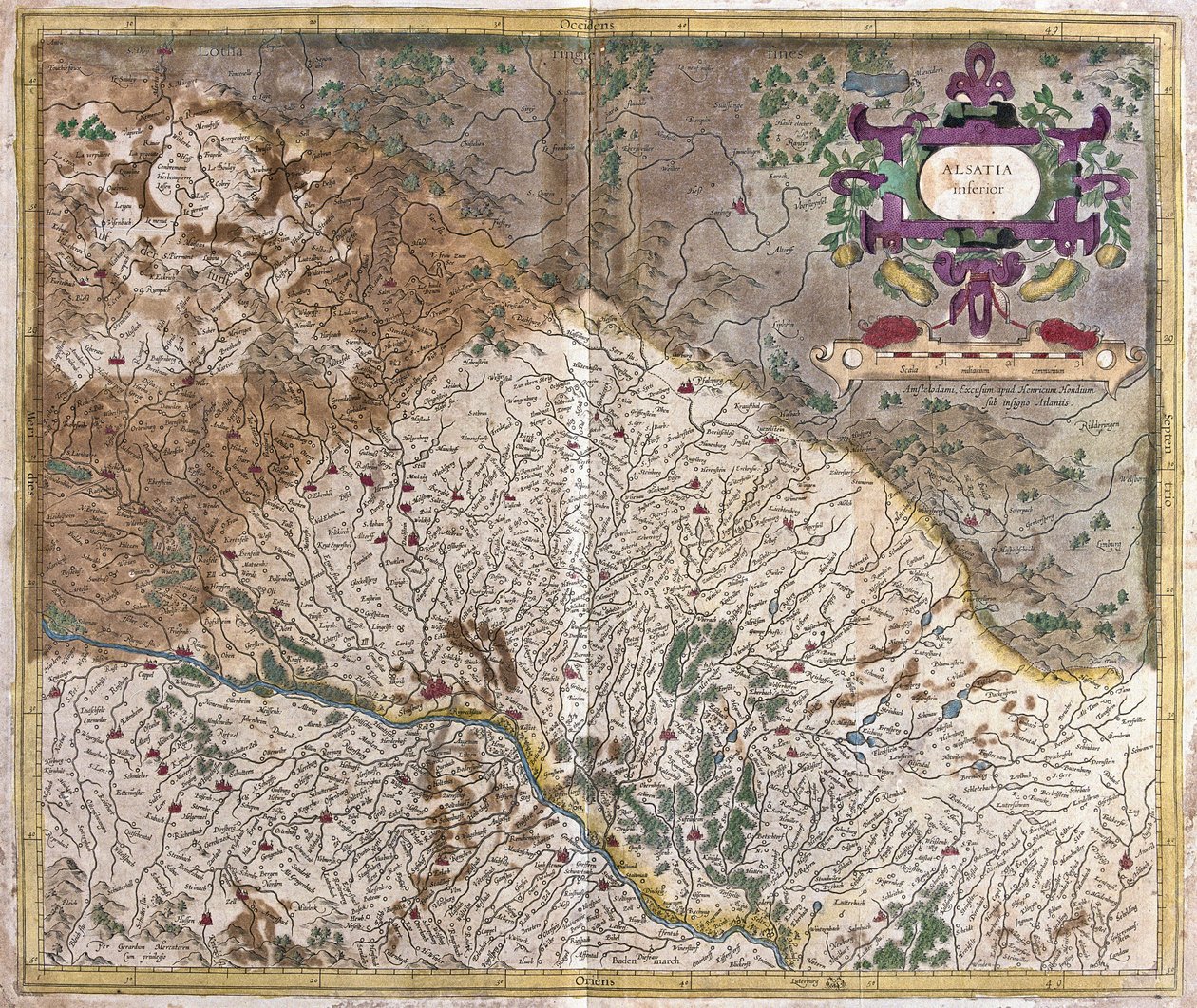 Alsasko, Francie (rytina od Gerardus Mercator
