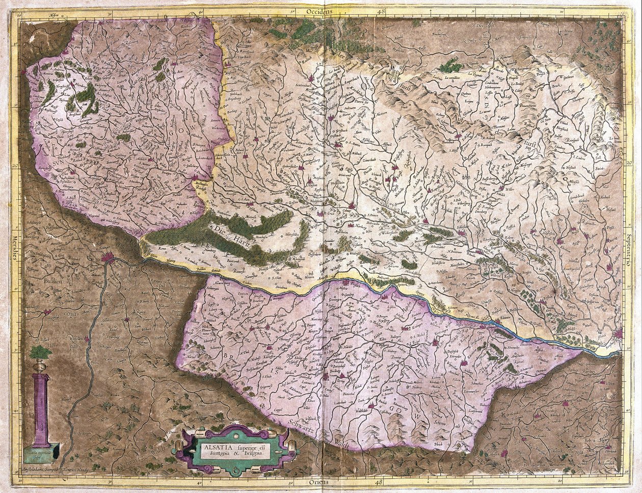 Alsasko, severní Francie (rytina od Gerardus Mercator