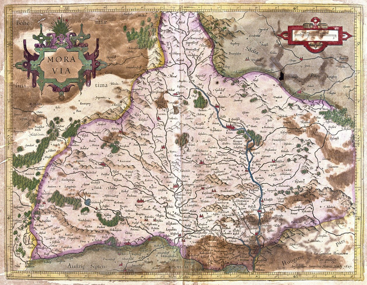 Morava, Česká republika (rytina od Gerardus Mercator