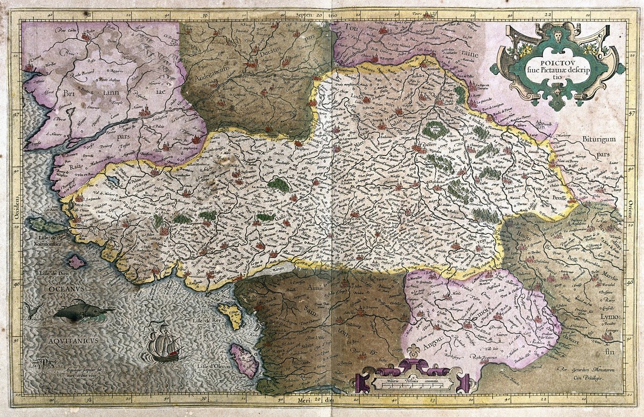 Poitou, Francie (rytina od Gerardus Mercator