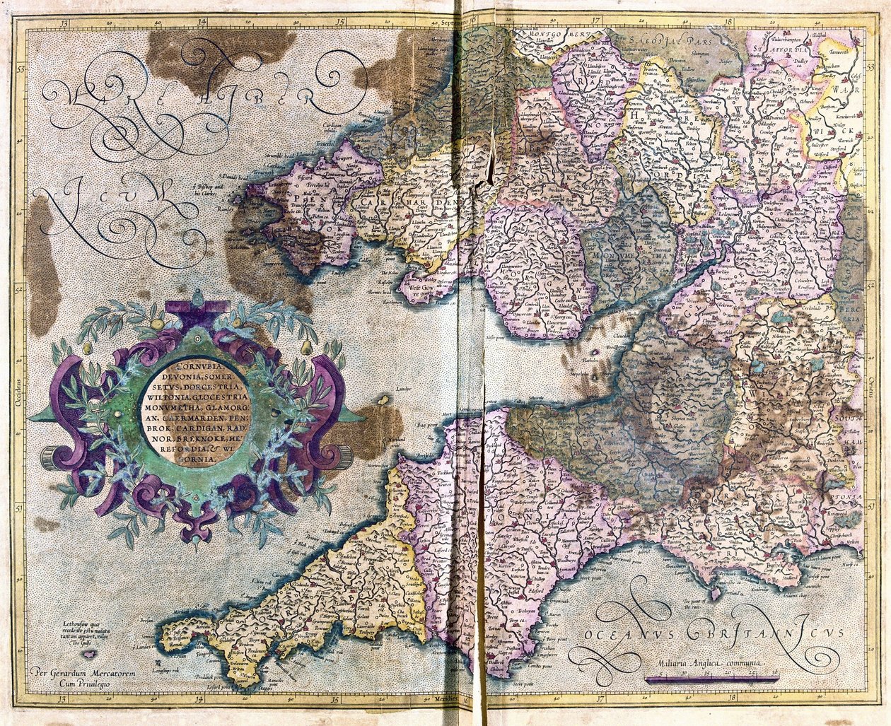 Jihozápadní Anglie (rytina od Gerardus Mercator