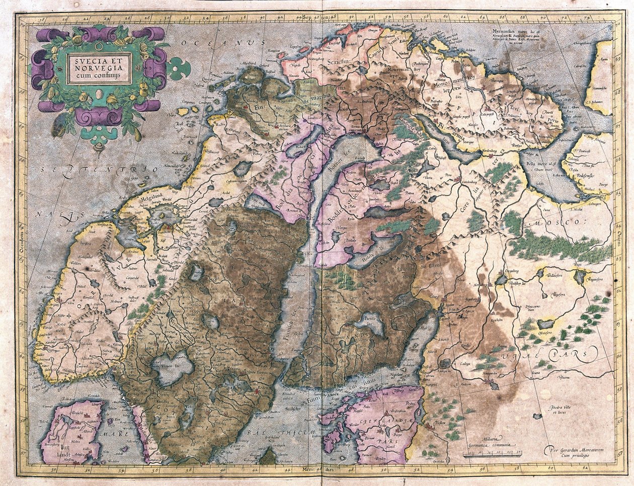 Švédsko a Norsko (rytina od Gerardus Mercator