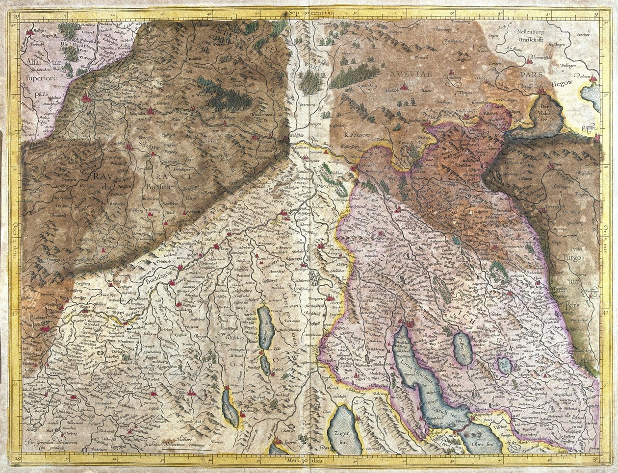 Švýcarsko (rytina od Gerardus Mercator