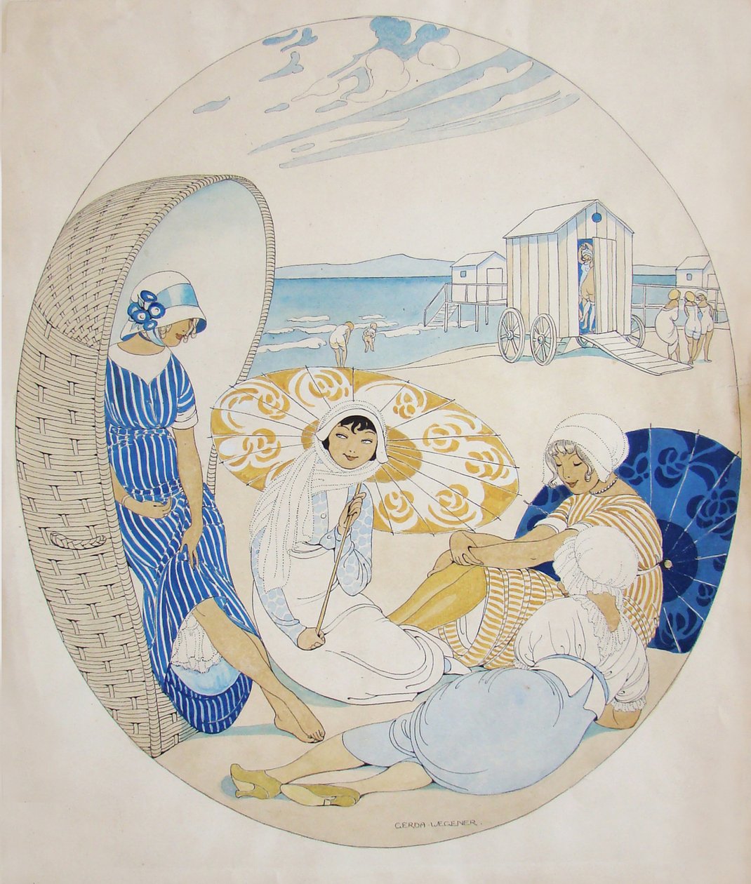 Chatování na dánské pláži od Gerda Wegener