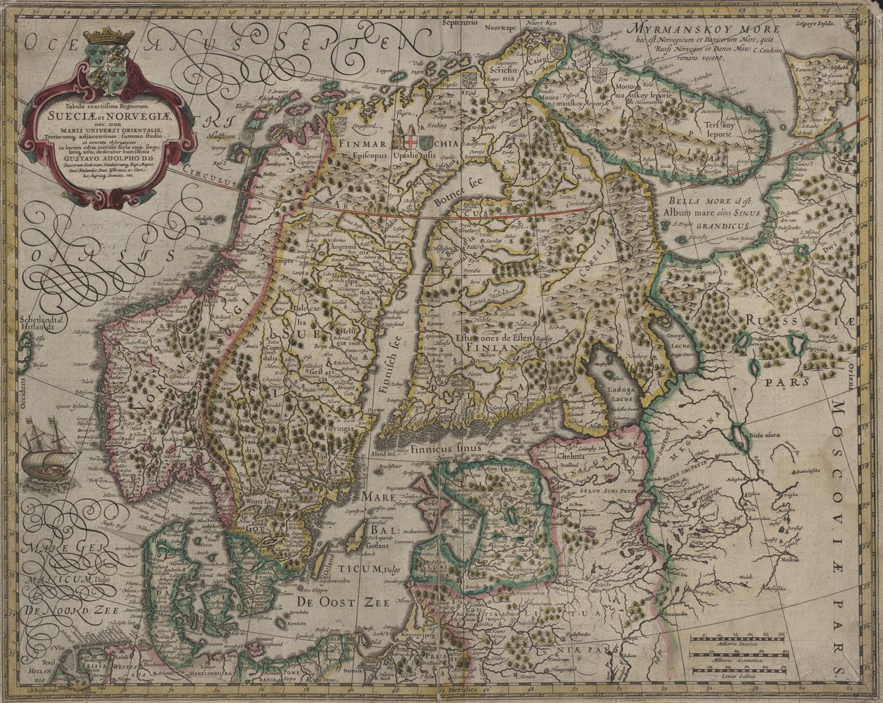 Nejpodrobnější mapa království Švédska a Norska od Gerhard Mercator