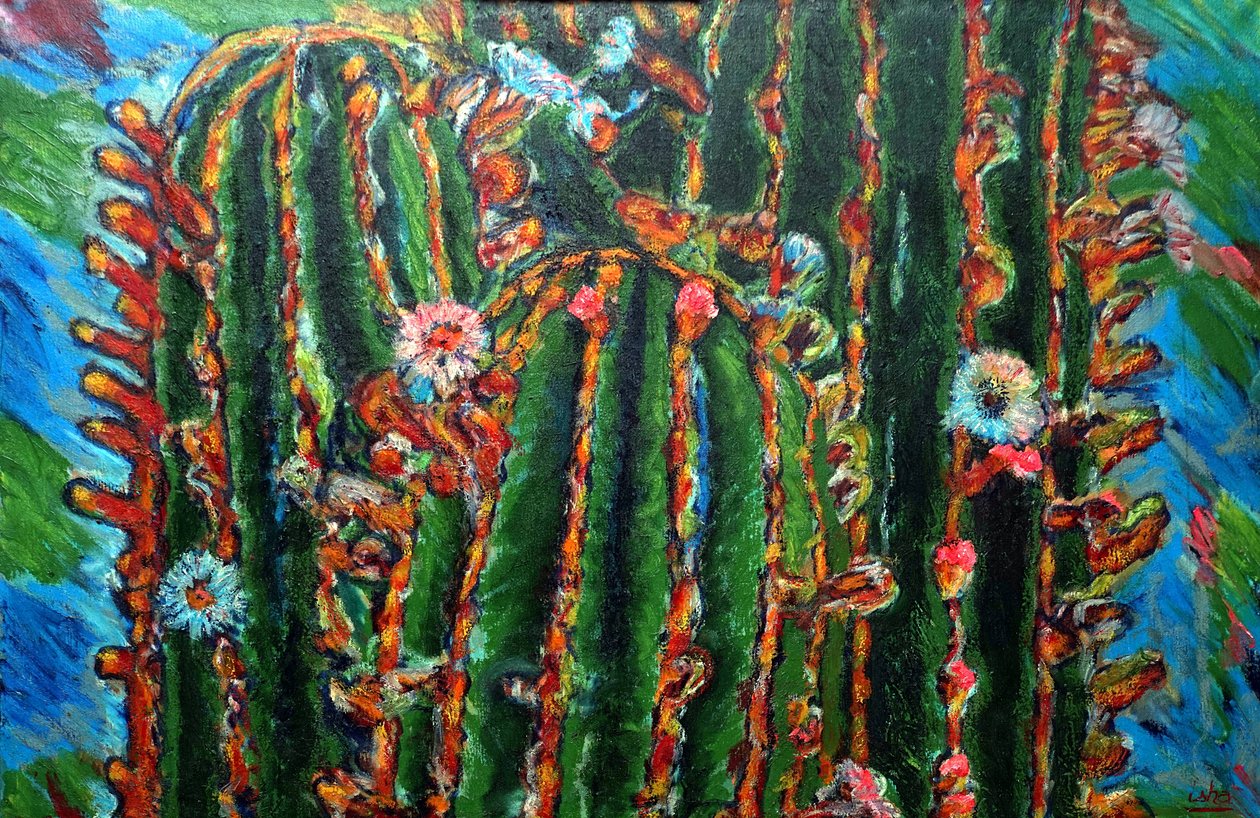 Kvetoucí kaktus, 2013 (olej na plátně) od Gerhardt Isringhaus