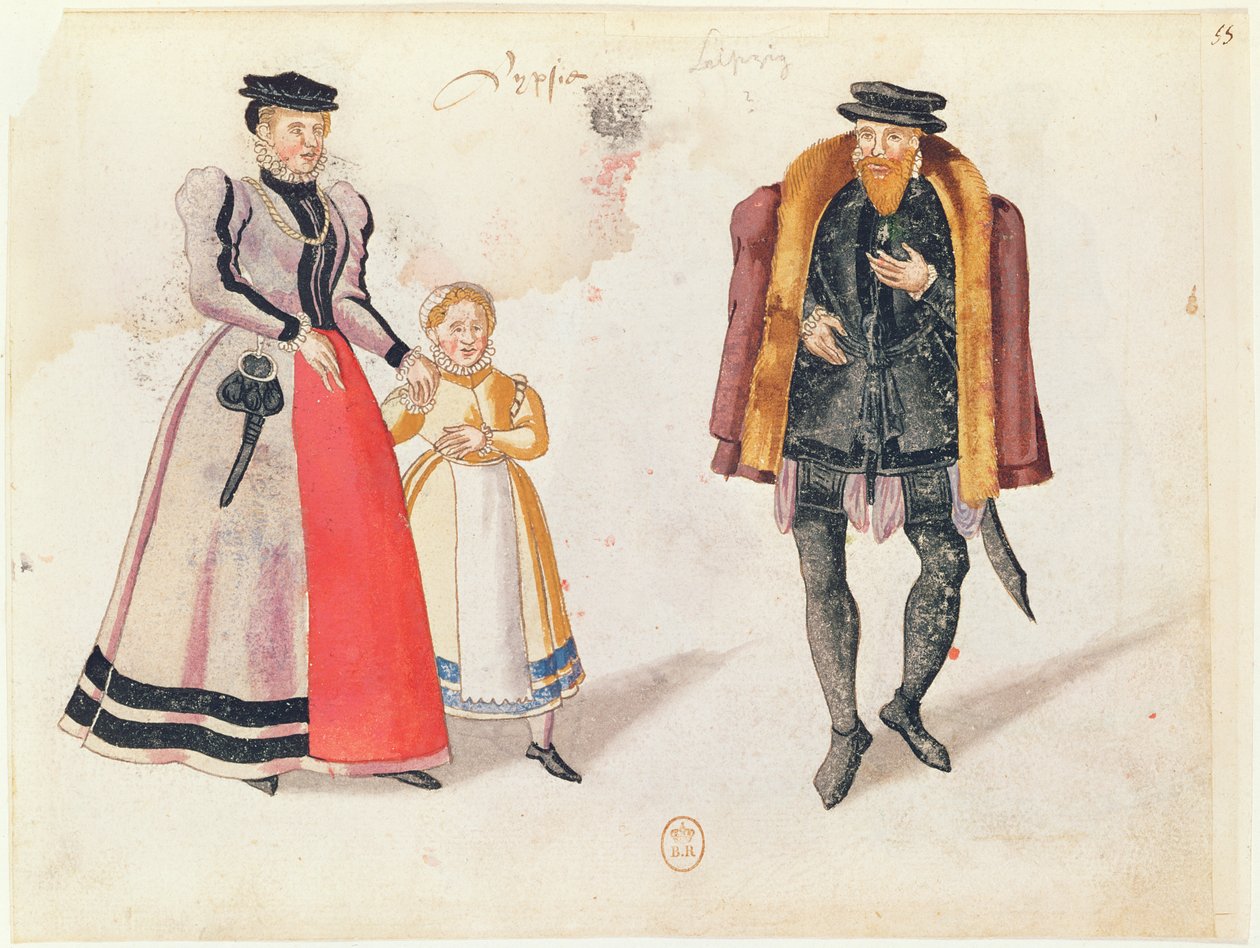 Občané Lipska, 1572 (barevná rytina) od German School