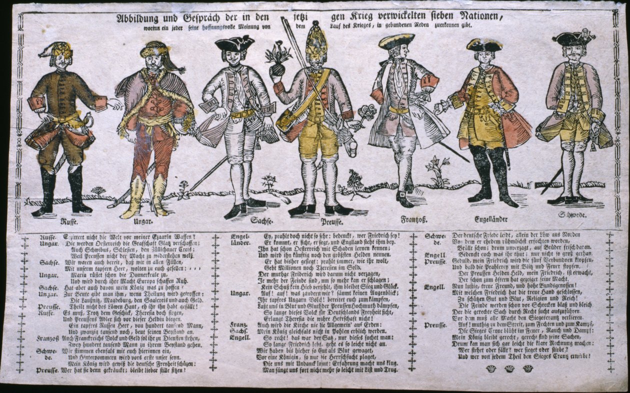 Kopie a diskuse národů v současné době ve válce, c.1760 od German School