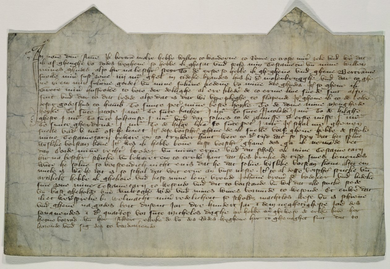 Poslední vůle umělce Mistra Bertrama (asi 1345-1415) 1390 (tuš na pergamenu) od German School