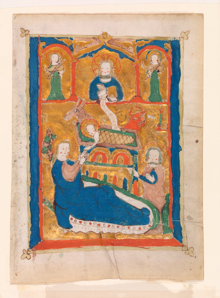 Marie s ležícím dítětem (wc on vellum) od German School