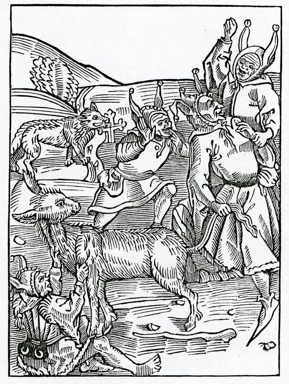 Z těch, které si neustále půjčují, ilustrace od Alexandra Barclayse v anglickém překladu „Loď bláznů“, z vydání vydaného v roce 1874 od German School