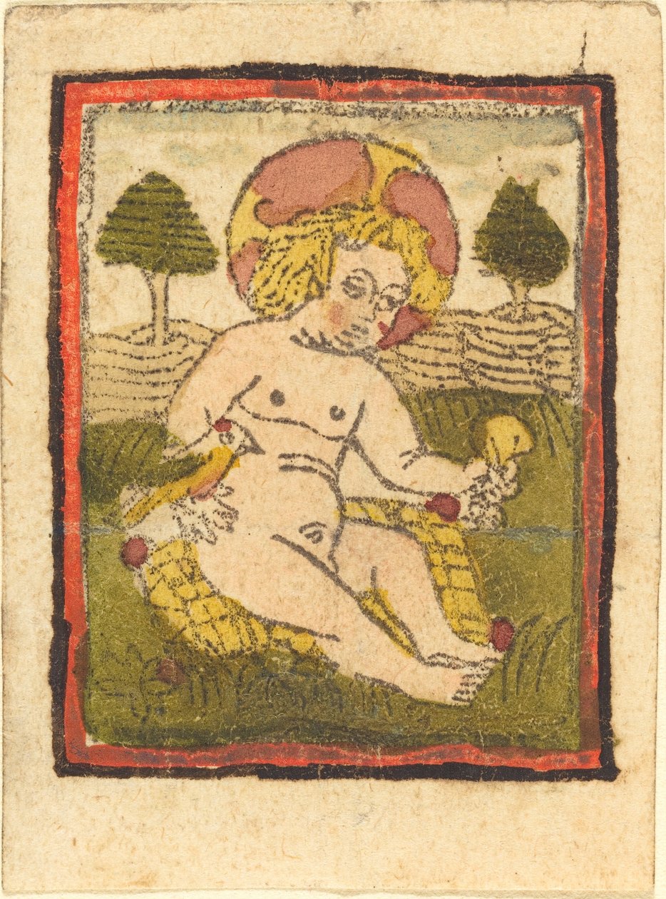 Kristus dítě s ptákem od German 15th Century