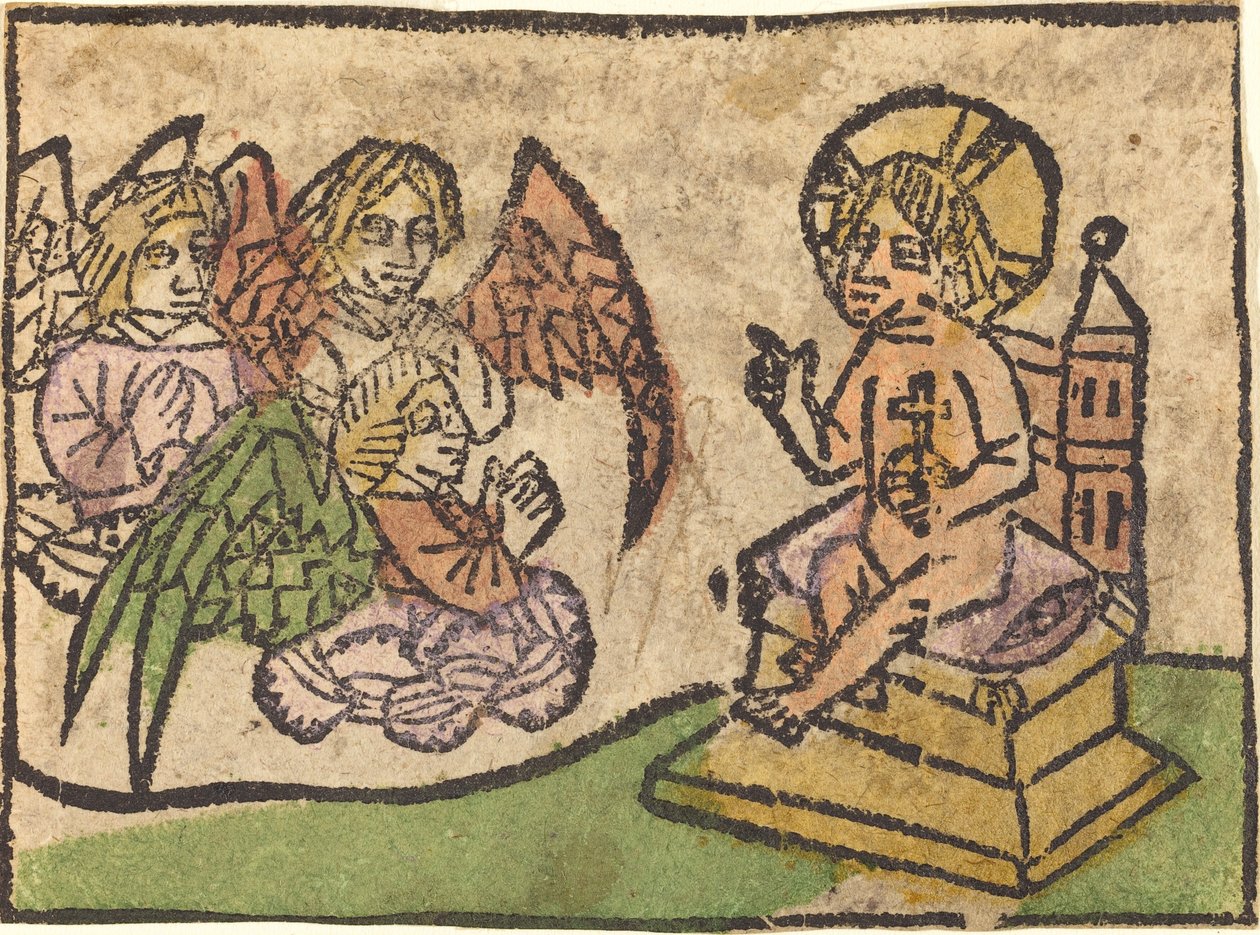 Ježíšek se třemi anděly od German 15th Century