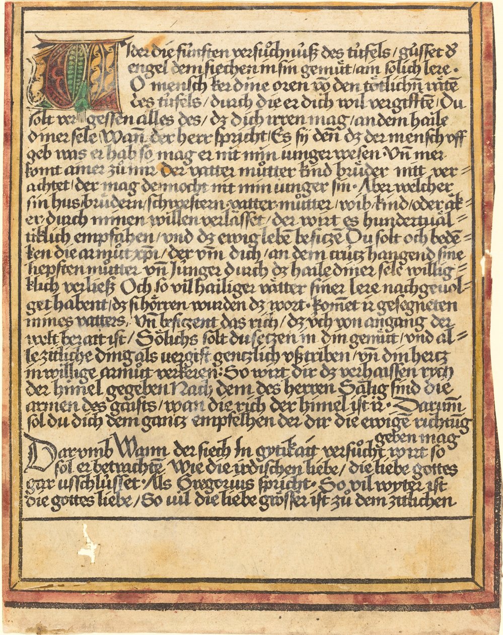 Nabádání proti hrabivosti od German 15th Century