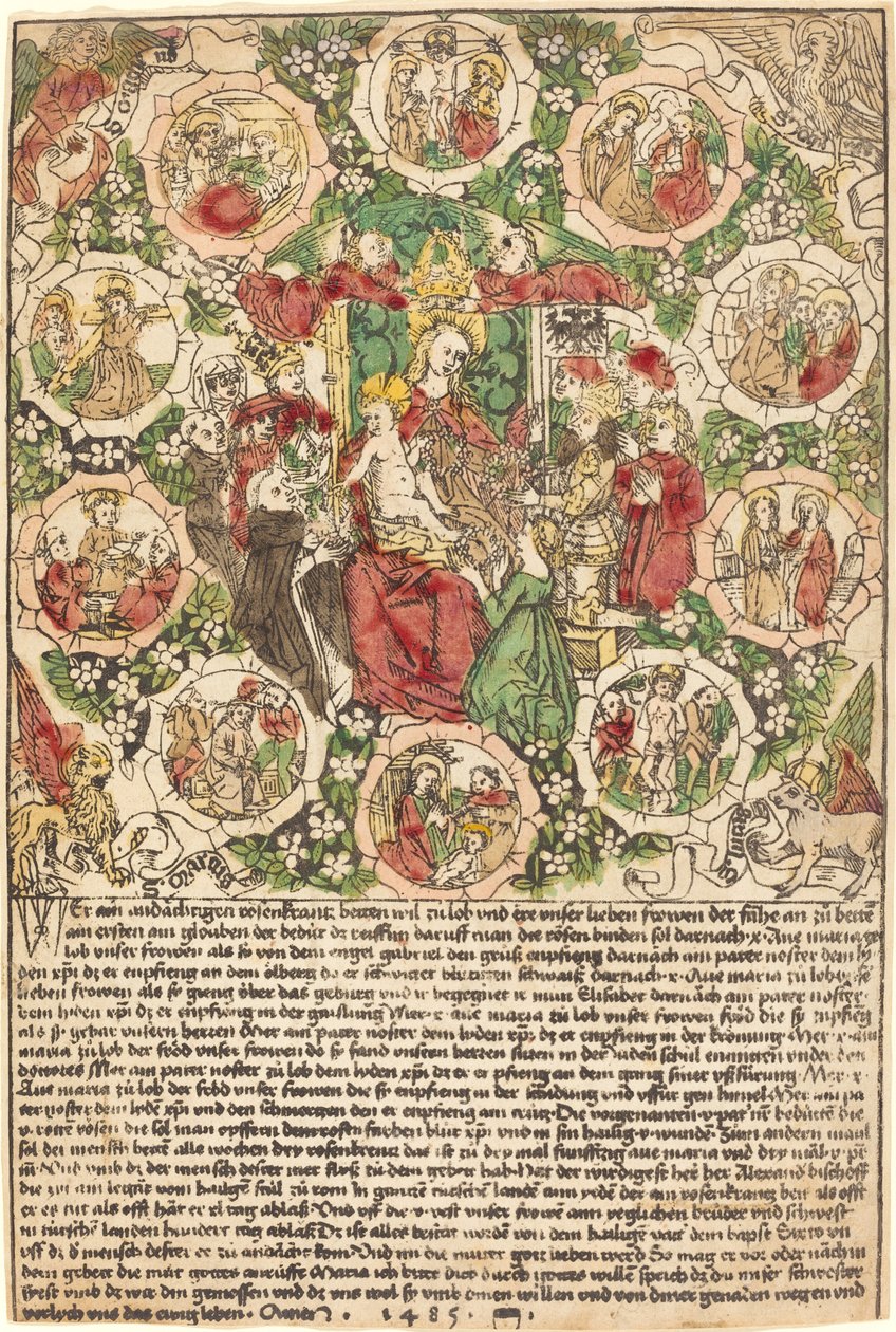 Madona s růžencem od German 15th Century