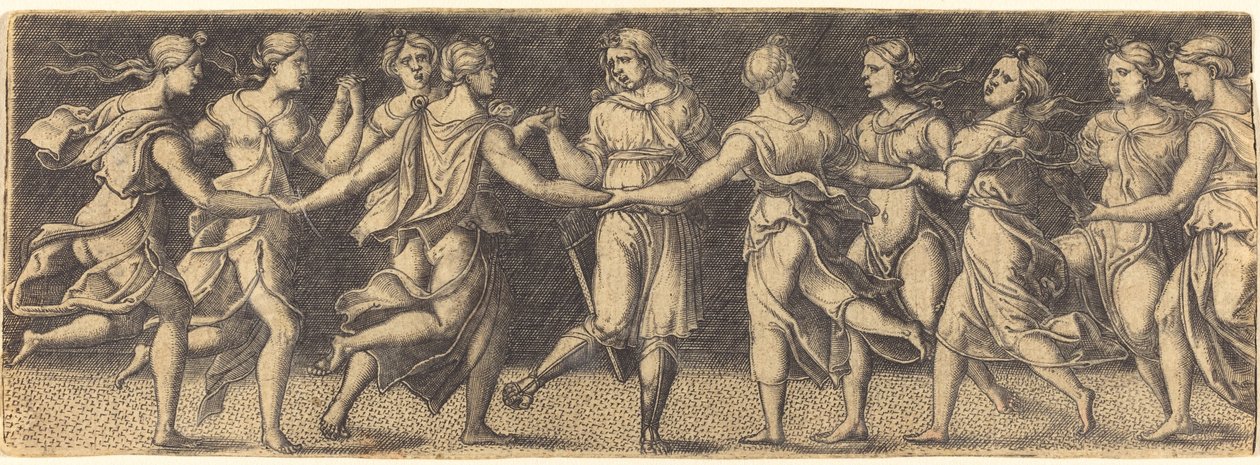 Apollo Tanec s devíti múzami od German 16th Century