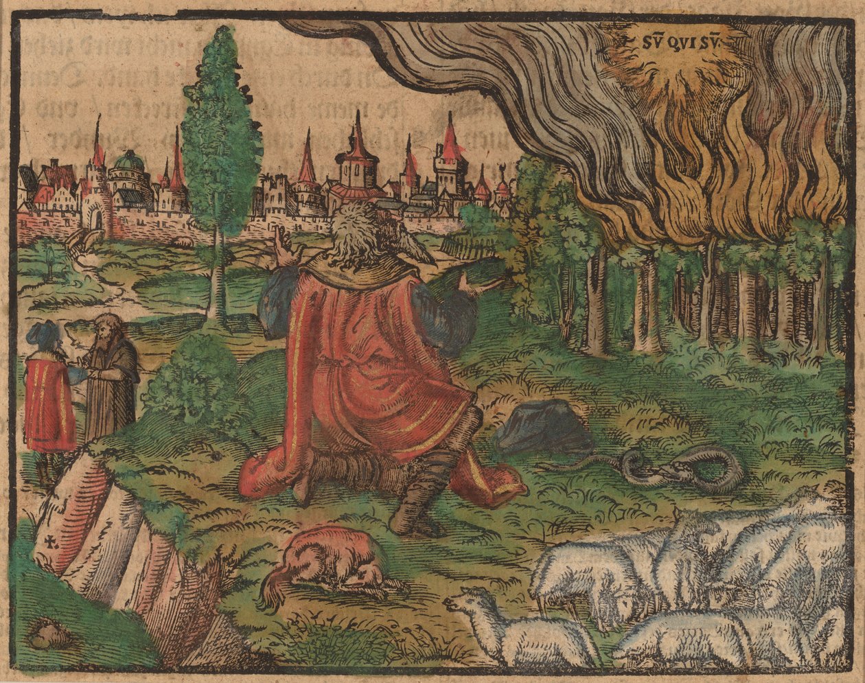 Mojžíš a hořící keř od German 16th Century