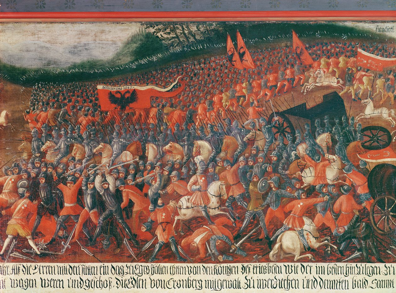 Bitva u Kronenbergu v Německu kolem roku 1388 od German School