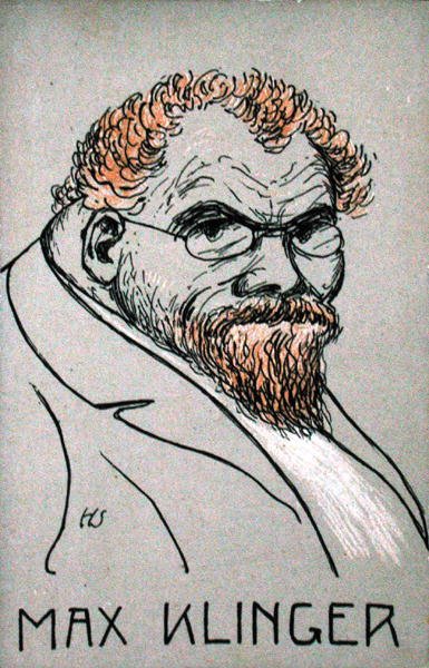 Karikatura Maxe Klingera (1857-1920) (barevné lito) od German School
