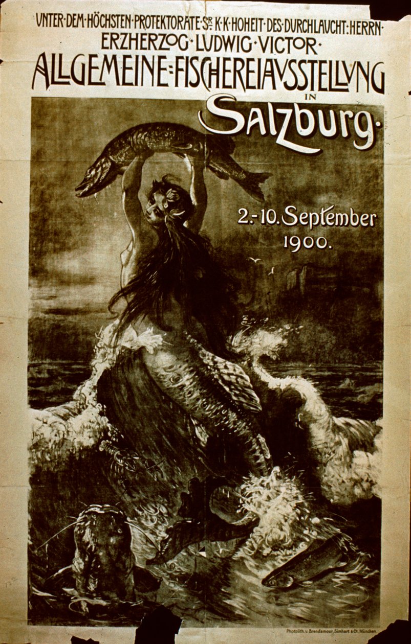Všeobecná rybářská výstava v Salcburku, 1900 od German School