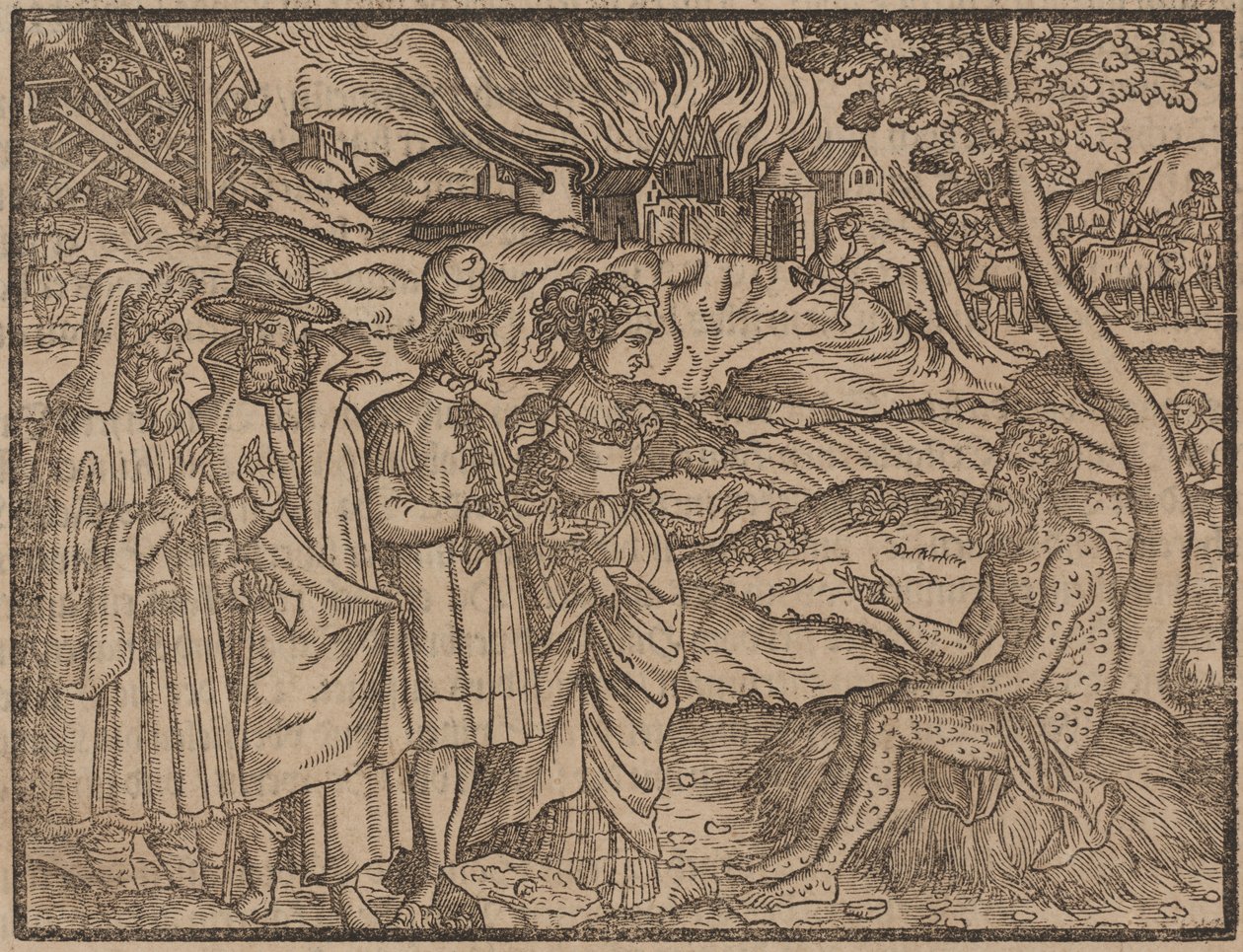 Job Covered With Boils c.1525 (dřevořez) od German School