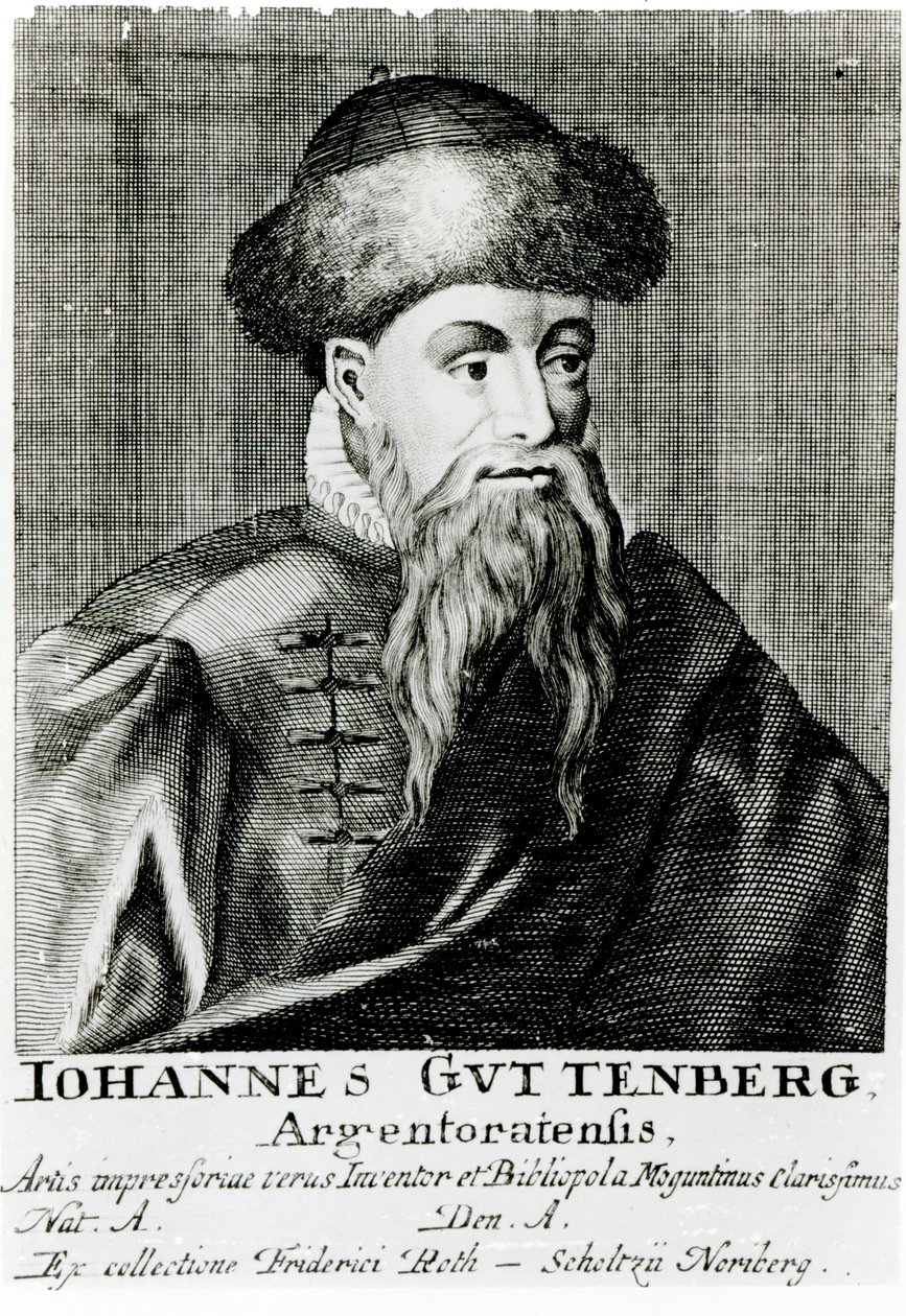 Portrét Johannese Gutenberga od German School
