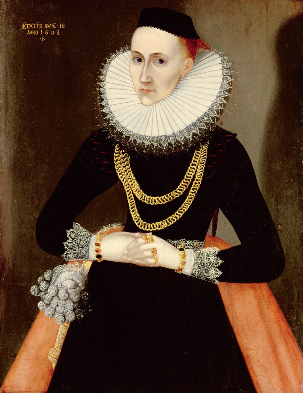Portrét mladé dámy, 1608 od German School