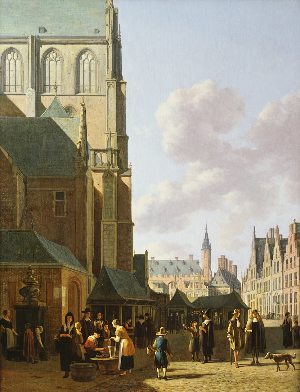 Grote Markt, Haarlem, při pohledu na západ od Gerrit Adriaensz Berckheyde