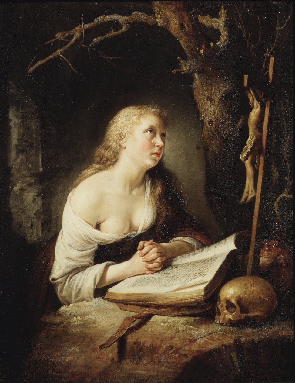 Kajícná Magdaléna, asi 1650-65 od Gerrit Dou