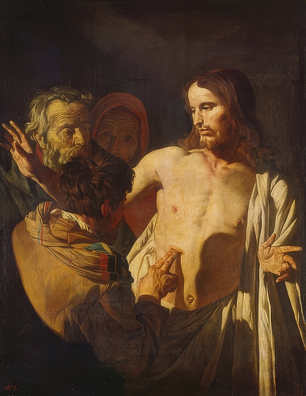 Nevěřícný Thomas. Kolem roku 1620 od Gerrit van Honthorst