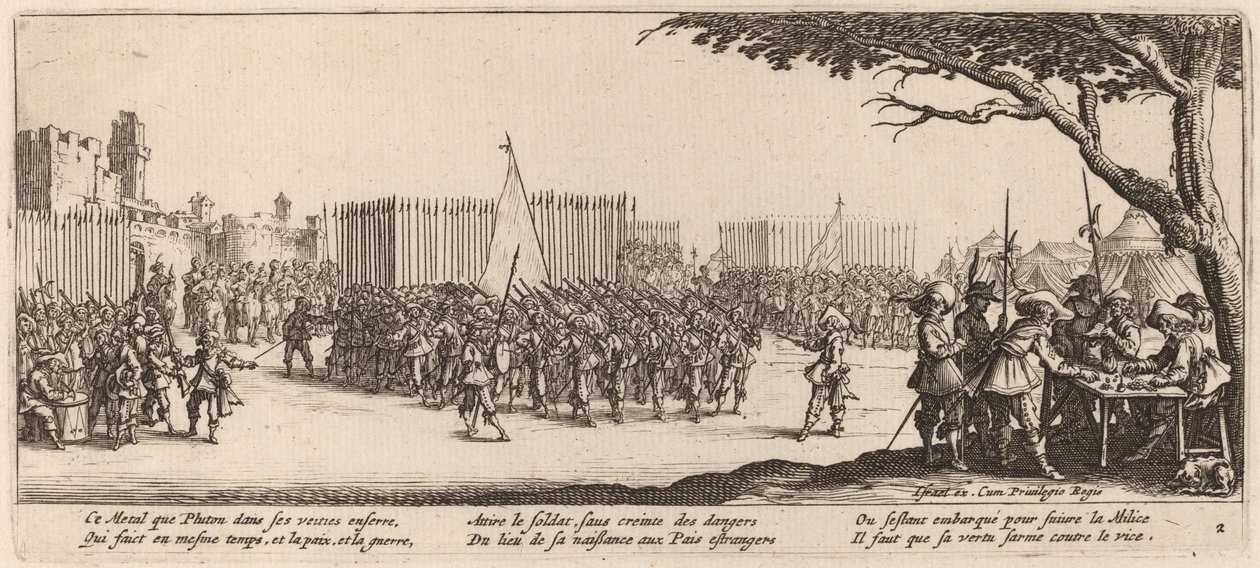 Nábor vojáků od Gerrit van Schagen after Jacques Callot