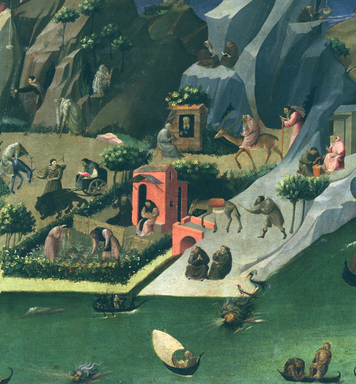 Thebaid, tempera c.1410 na detailu panelu z roku 162947 od Gherardo Starnina