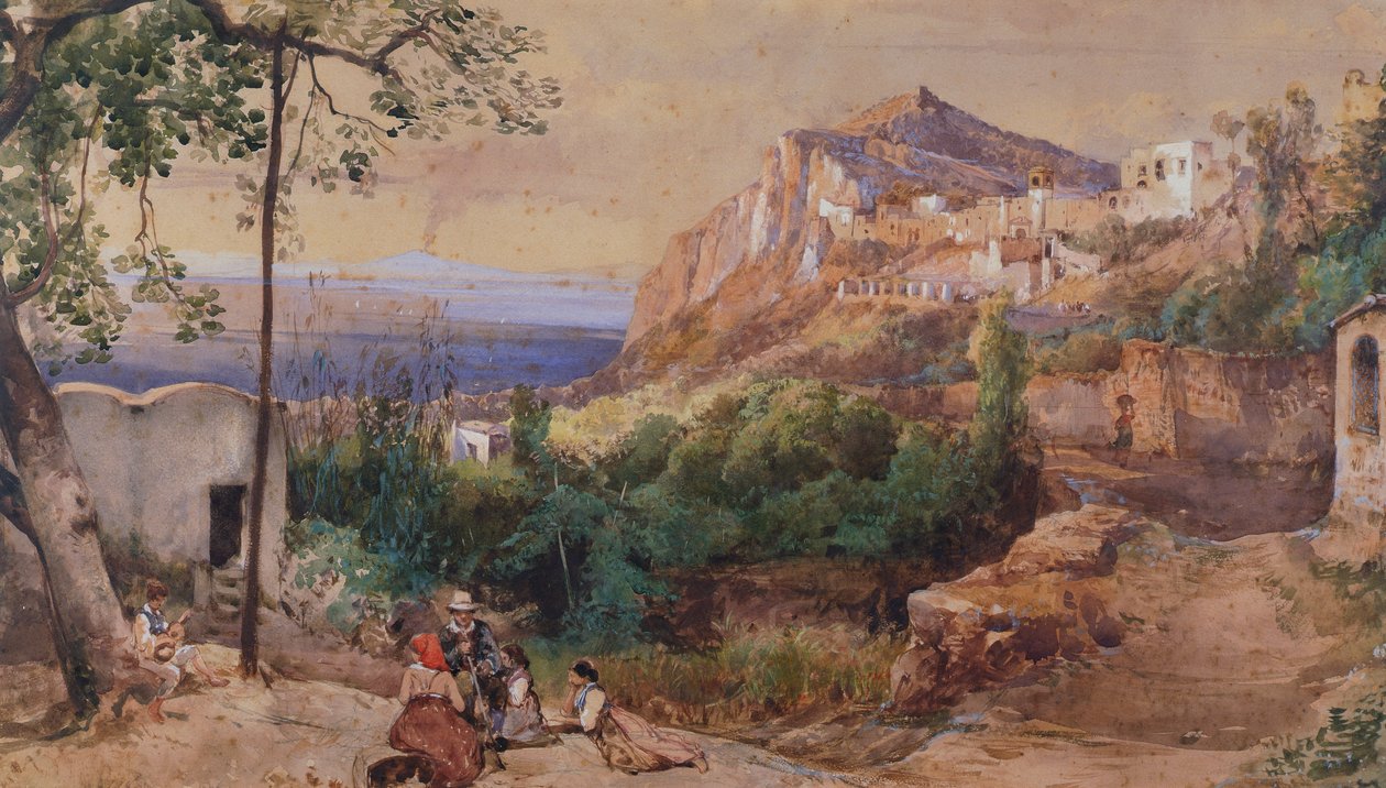 Pohled na Capri (akvarel a tempera) od Giacinto Gigante