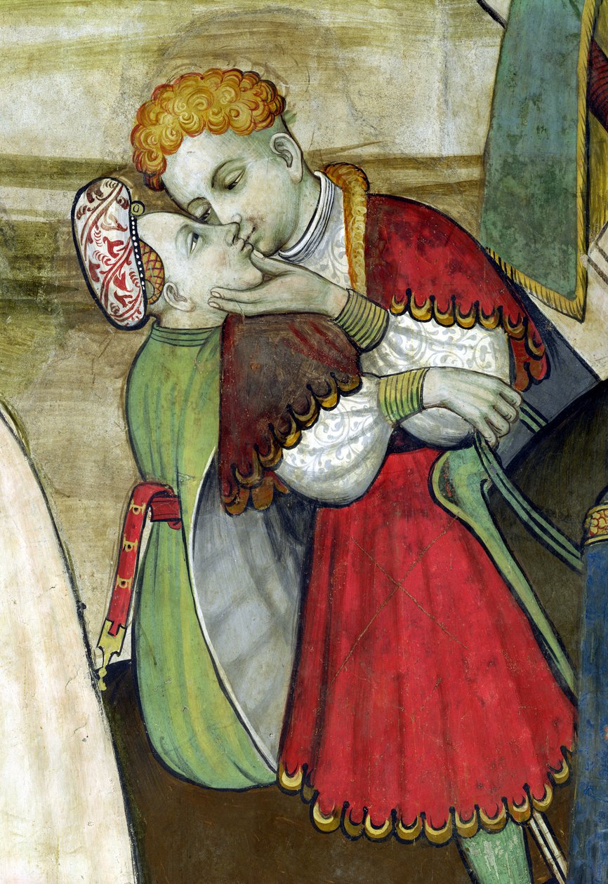 Fontána života, detail objímajícího se páru, 1418-30 od Giacomo Jaquerio