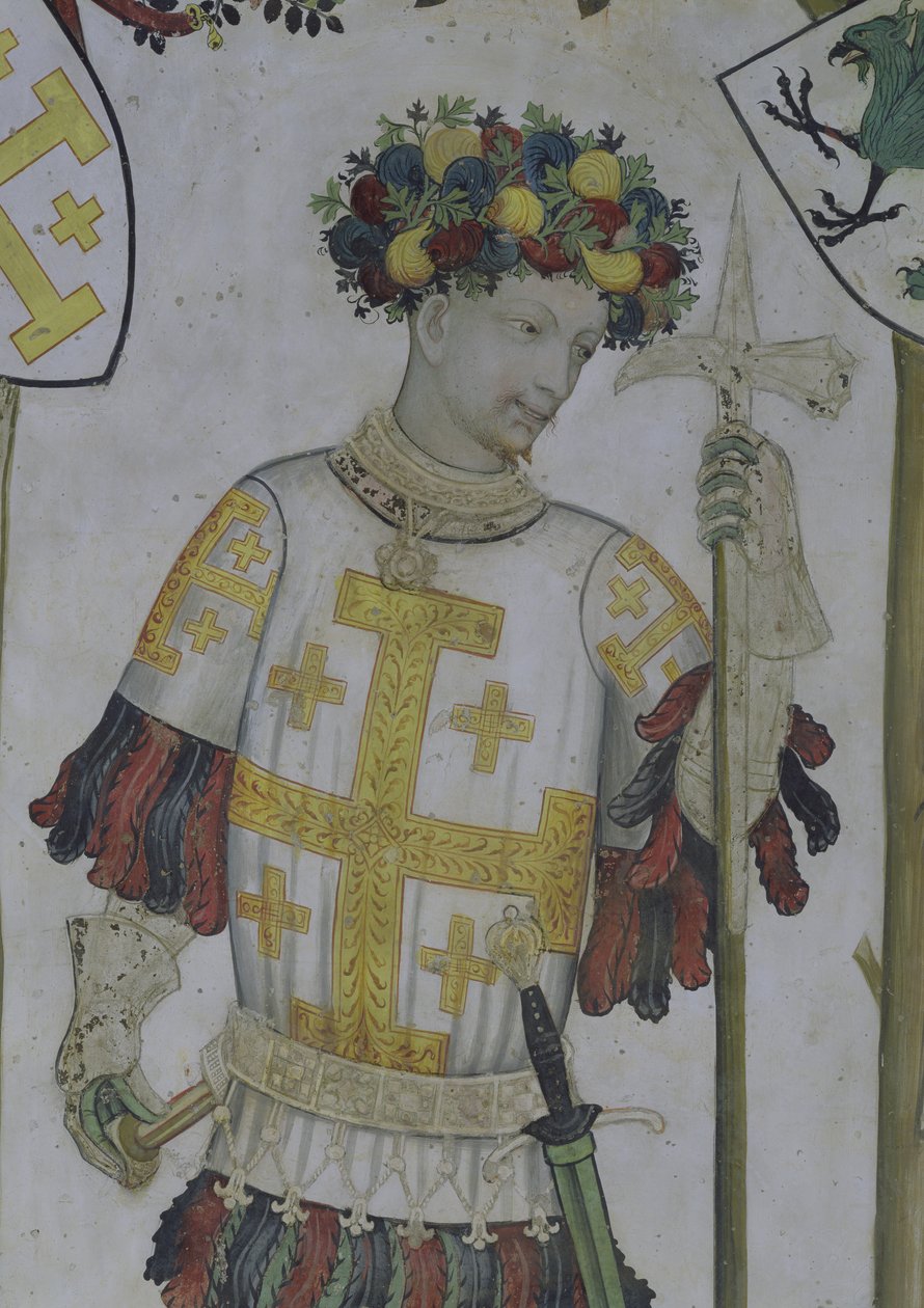 Devět hodností, detail Godfreye de Bouillon (asi 1060-1100) 1418-30 od Giacomo Jaquerio