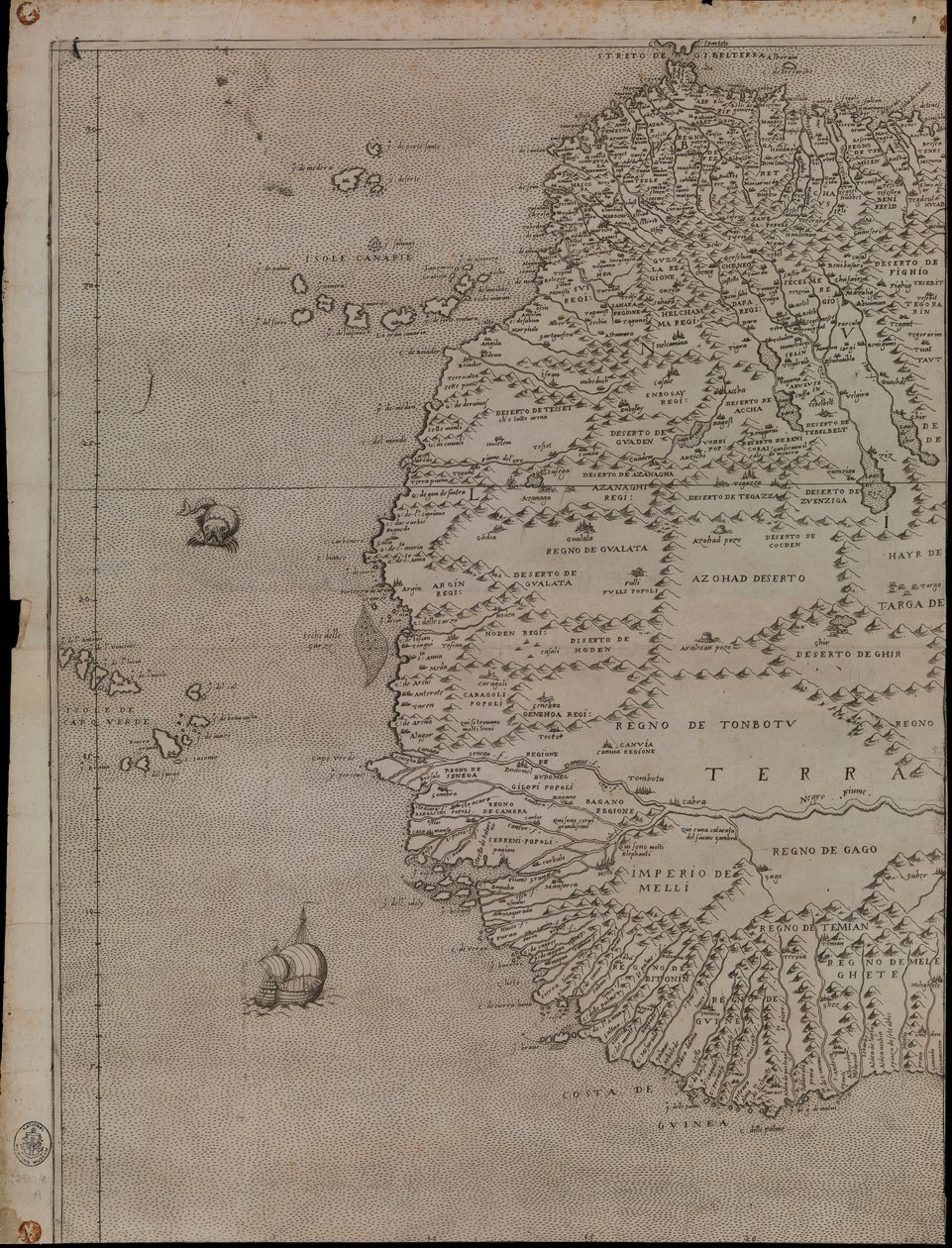 Mapa Afriky od Giacomo Gastaldi