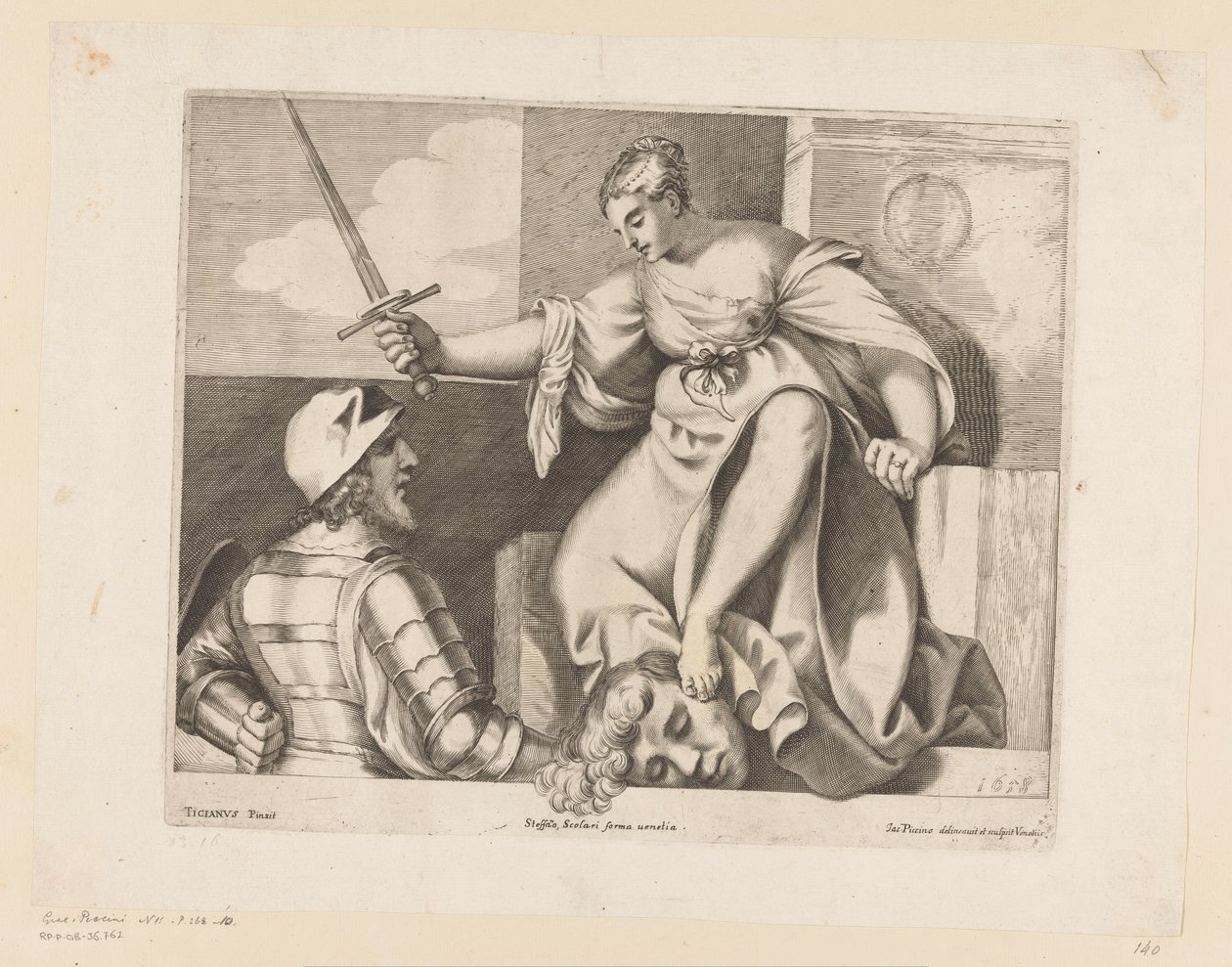 Judith s hlavou Holoferna spravedlnost (Justitia) od Giacomo Piccini