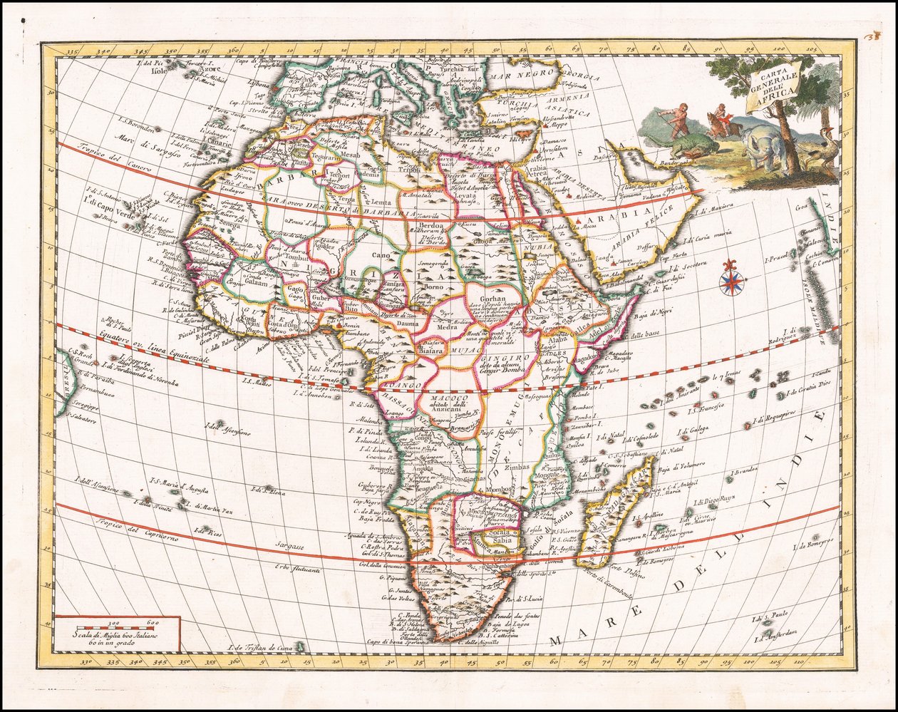 Mapa Afriky z roku 1740, Giambattista Albrizzi od Giambattista Albrizzi