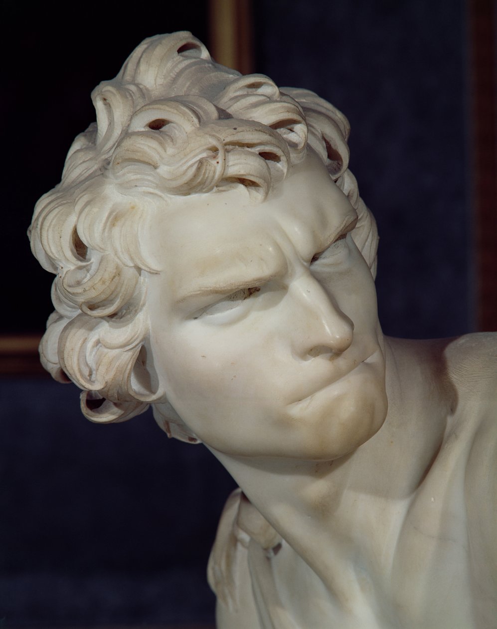 David, detail hlavy, 1623-23 mramor od Gian Lorenzo Bernini