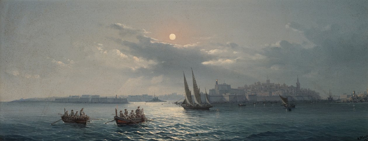 Pohled na Grand Harbour, Valletta, 1885 od Giancinto Gianni